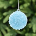 Festive Blue Ice Encrusted Glass Bauble 8cm (P048925)