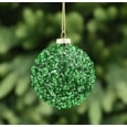 Festive Green Encrusted Glass Bauble 8cm (P048934)