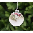 Festive Clear & Frosted Glass With Mushroom Bauble 8cm (P048947)