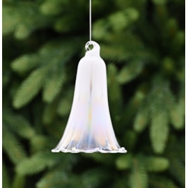 Festive Ombre Pink White/clear Glass Bell Flower 10cm (P049014)