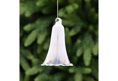 Festive Ombre Pink White/clear Glass Bell Flower 10cm (P049014)