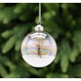 Festive Clear Iridescent With Gold Tree Glass Bauble 8cm (P049104)