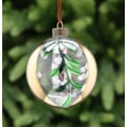 Festive Clear Glass With Mistletoe Design Bauble 10cm (P049449)