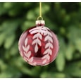 Festive Red Translucent Gold Leaf Glass Bauble 8cm (P049452)