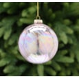 Festive Pink Shimmer Ridge Glass Bauble 10cm (P049475)