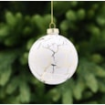 Festive Cream With Gold Crackle Effect Glass Bauble 8cm (P049484)