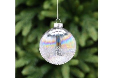 Festive Translucent Petrol Effect Glass Bauble 8cm (P049500)