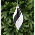 Festive Silver Glass Drop With Thick Black/white Stripes 17cm (P049521)