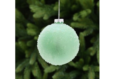 Festive Light Green Encrusted Glass Bauble 10cm (P049564)