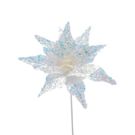 Festive White Sparkle Flower Stem 40cm (P049638)