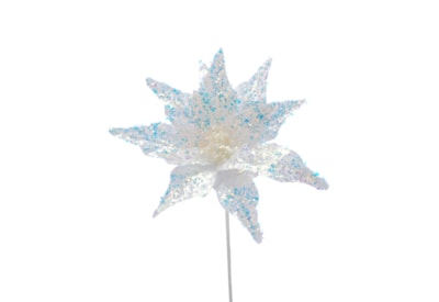 Festive White Sparkle Flower Stem 40cm (P049638)