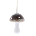 Festive Plastic Brown/white Glitter Mushroom 9cm (P049681)