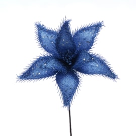 Festive Blue Sparkle Poinsettia Stem 39cm (P050133)