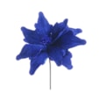 Festive Navy Velvet Poinsettia Pick 25cm (P050354)