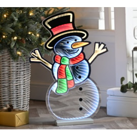 Festive Infinity Standing Snowman w Wooden Base 60cm (P050356)