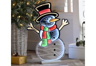 Festive Infinity Standing Snowman w Wooden Base 60cm (P050356)