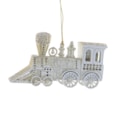 Festive Hanging Matt Gold/white Glitter Acrylic Train 12cm (P051151)