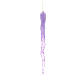 Festive Hanging Clear/lilac Glitter Acrylic Icicle 22cm (P051158)