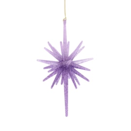 Festive Hanging Lilac Glitter Acrylic Starburst 15cm (P051212)