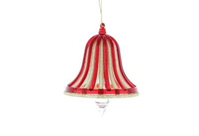 Festive Hanging Red/gold Glitter Acrylic Bell 11cm (P051213)