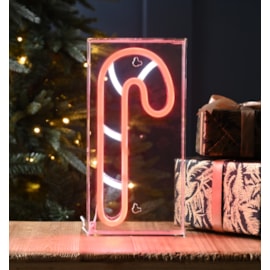 Festive Wht & Red Neon Flex Cany Cane Sign 30cm (P051286)