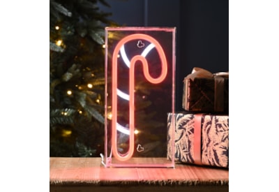 Festive Wht & Red Neon Flex Cany Cane Sign 30cm (P051286)