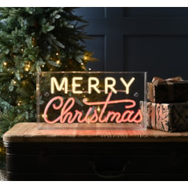 Festive Red/ww Neon Flex Merry Christmas Sign Usb 43cm (P051290)