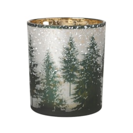 Heaven Sends Glass Snowy Forest T-light Holder Small (ROR008C)