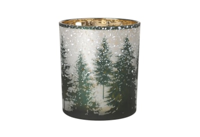 Heaven Sends Glass Snowy Forest T-light Holder Small (ROR008C)