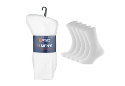 Rjm Mens 5pk White Sport Socks (SK105A)