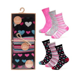 Ladies 3pk Bamboo Design Socks In Gift Box (SK1142)