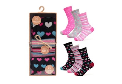 Ladies 3pk Bamboo Design Socks In Gift Box (SK1142)