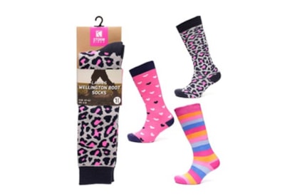 Ladies Design Wellington Boot Socks Asst (SK1163)