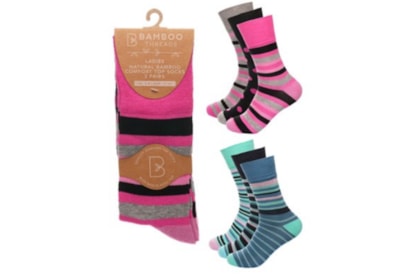 Ladies 3pk Bamboo Design Non Elastic Socks (SK1216)