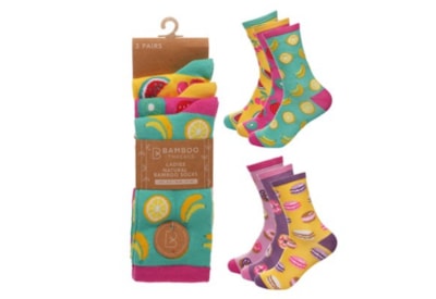 Ladies 3pk Bamboo Novelty Design Socks (SK1217)