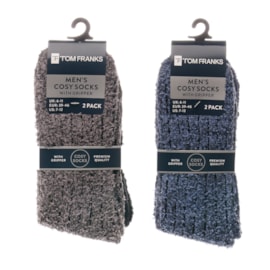 Mens 2pk Drop Needle Cosy Socks With Gripper (SK1248)