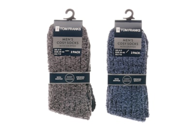 Mens 2pk Drop Needle Cosy Socks With Gripper (SK1248)