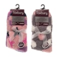 Ladies 2pk Design Cosy Socks With Gripper (SK1249)