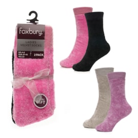 Ladies 2pk Chenille Velvet Socks (SK1250)