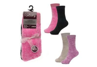 Ladies 2pk Chenille Velvet Socks (SK1250)