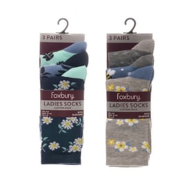 Ladies 3pk Floral Design Socks (SK1270)