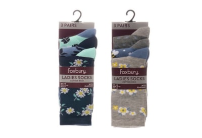 Ladies 3pk Floral Design Socks (SK1270)