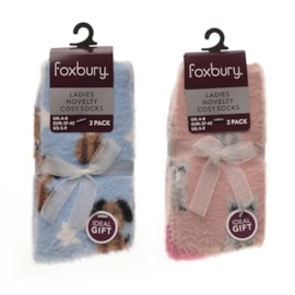 Ladies 2pk Novelty Brushed Chenille Socks (SK1273)