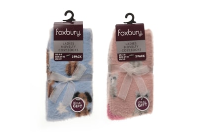 Ladies 2pk Novelty Brushed Chenille Socks (SK1273)