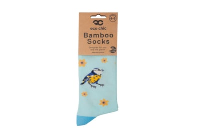 Eco Chic Rspb Blue Tits Bamboo Socks 4-8 (SK19TL)