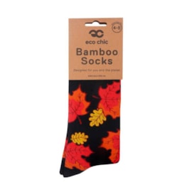 Eco Chic Black Leaves Bamboo Socks 4-8 (SK22BK)