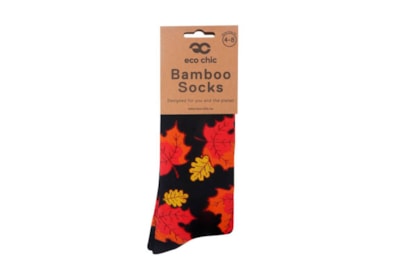 Eco Chic Black Leaves Bamboo Socks 4-8 (SK22BK)