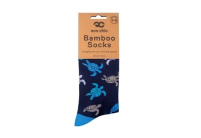 Eco Chic Navy Turtle Bamboo Socks 4-8 (SK23NY)