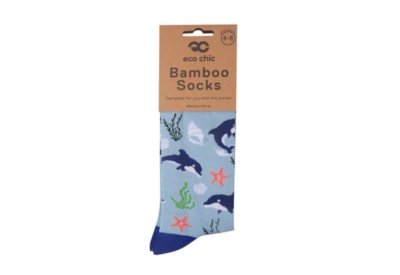 Eco Chic Blue Orca Bamboo Socks 4-8 (SK24BU)