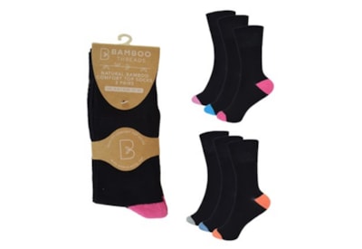 Ladies 3 Pack Bamboo Non Elastic Heel & Toe Socks (SK822)